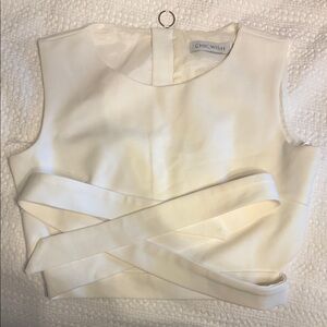 Chicwish Ivory Cross-Front Sleeveless Blouse